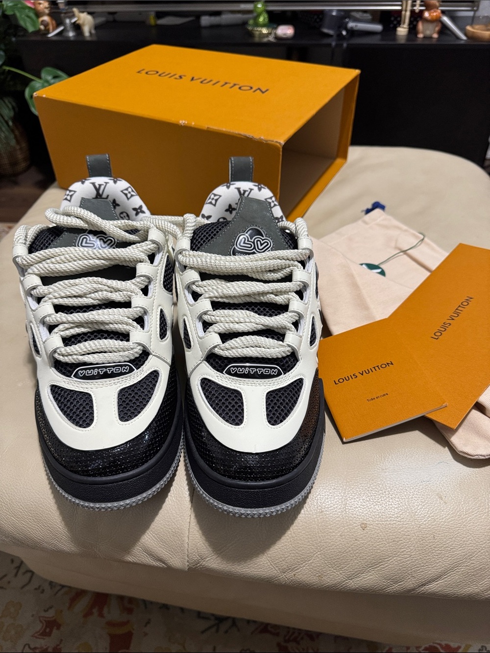 Louis Vuitton Black and White Chunky Lace-Up Sneakers - Picture 6 of 8